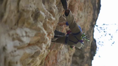 Rock Climber Climbing On The Cliff Stock Footage 114917078