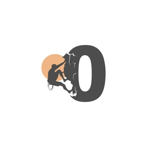 Rock climber climbing number zero  illustration Stock Illustration