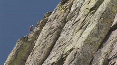 Rock Climber Climbing Rocks at Devils Tower National Monumnent Video stock 446778