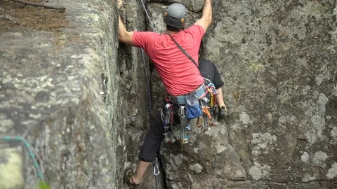 Rock Climber Climbing Wall Stock Footage 121389581