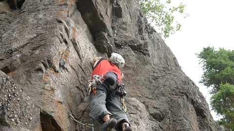 Rock Climber Climbing Wall Stock Footage 121389615