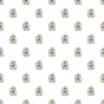 Rock climber creating seamless pattern for healthy lifestyle Stock Illustration