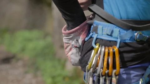 Rock climber getting ready Stock Footage 129691438