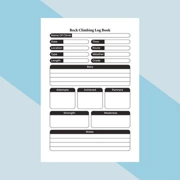 Rock climber KDP interior notebook. Mountain or hill climber strength track.. Ilustração Stock
