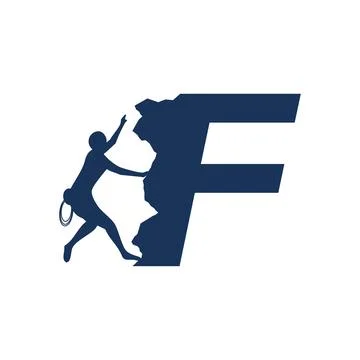 Rock climber logo with alphabet Illustration