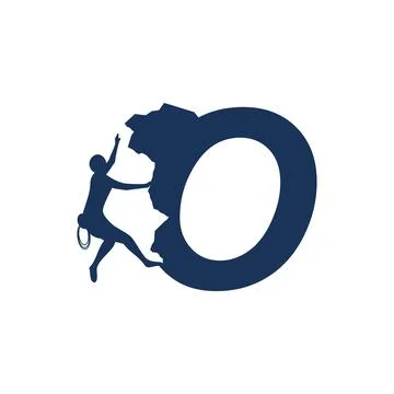 Rock climber logo with alphabet 스톡 일러스트