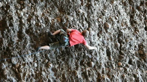 Rock climber man close vertical HD Stock Footage 534621