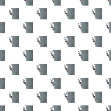 Rock climber rappelling down mountain climbing seamless pattern Stock Illustration