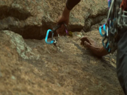 Rock Climber on Setting Cam Stock Footage 75068622