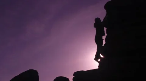 Rock climber silhouette 1 動画素材 47780153