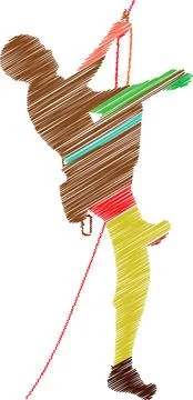 Rock Climber Silhouette Scribble Style Illustration Stock Illustration
