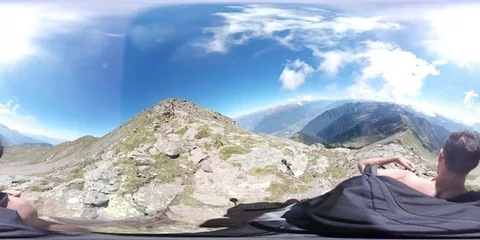Rock climber walking on the top of mountain. Stock Footage 73411048