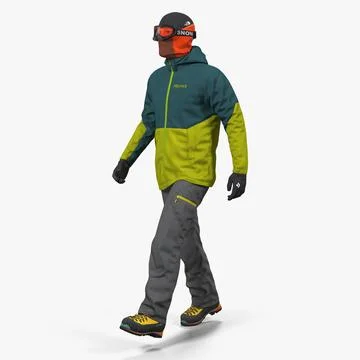 Winter Hiking Clothes Men with Backpack Standing Pose ~ 3D Model