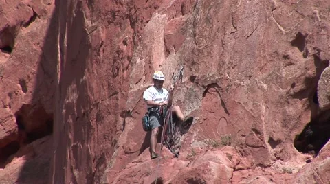 Rock Climbing on a cliff 動画素材 50769772