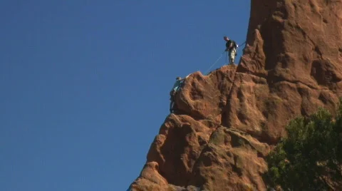 Rock climbing in Garden of the Gods Stock Footage