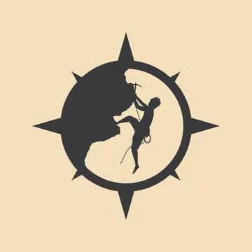 Rock climbing logo Illustrazione stock