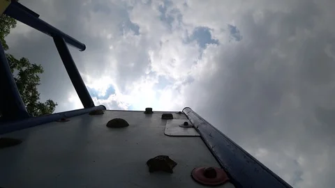 Rock climbing in the park. Point of View. POV. Look up. Stock Footage 95895299