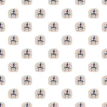 Rock climbing pattern with cartoon mountaineer characters Stock Illustration