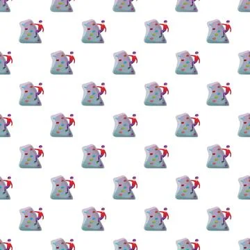 Rock climbing pattern with person bouldering Stockillustratie