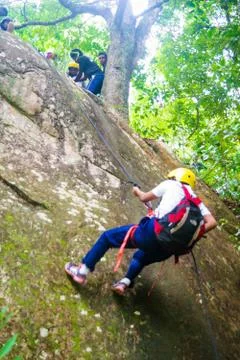 Rock climbing 库存照片