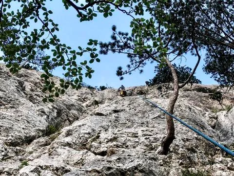 A rock for climbing up Stock Photos