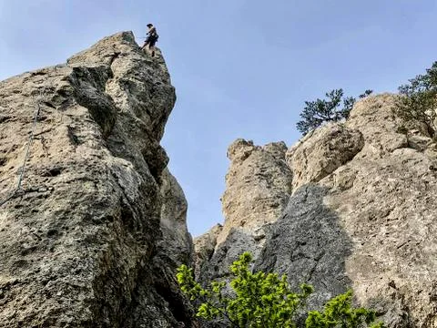 A rock for climbing up Stock Photos