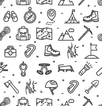 Rock Climbing Sign Seamless Pattern Background on a White. Vector Stock Illustration