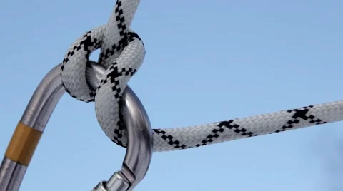 Rock-climbing, sliding of a rope Stock Footage