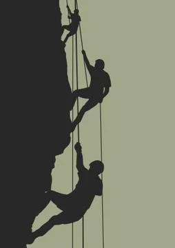Rock-climbing-team Stock Illustration