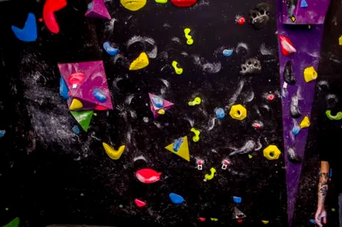 Rock climbing training wall. Stock Photos