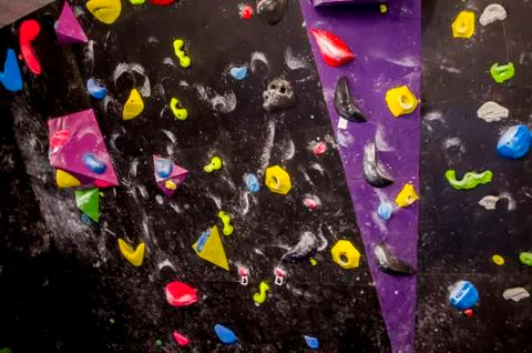 Rock climbing training wall. Stock Photos