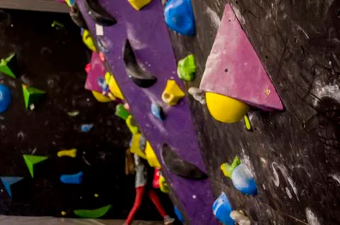 Rock climbing training wall. Stock Photos