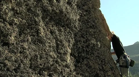 Rock Climbing Young Man Stock Footage 1098189