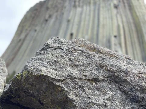 Rock Close Up With Devils Tower Background Stock Photos