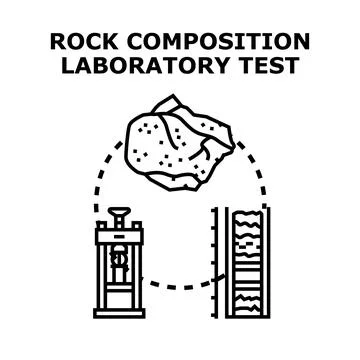 Rock composition testing and analysis laboratory process Stock Illustration