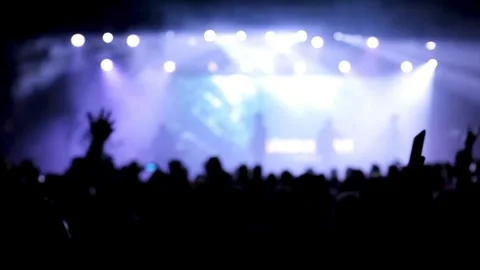 Rock Concert Crowd Dancing With Raised Hands And High Energy Atmosphere Stock Footage 325824599