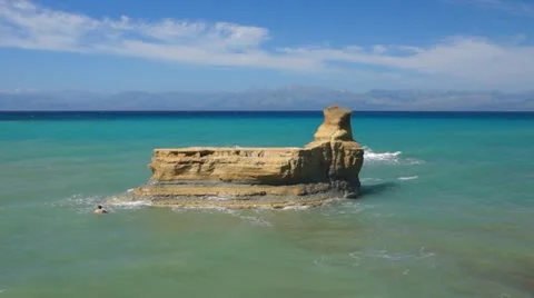 Rock, Corfu coasline Stock Footage 11256407