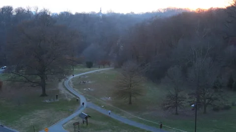 Rock Creek Park Parcourse Below Taft Bridge at Dusk Stock-Footage 320128337