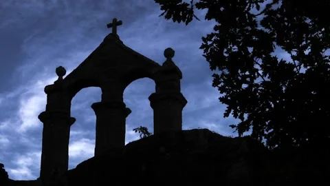 ROCK CROSS IN CONTRAST WITH THE SKY Stock Footage 95668283