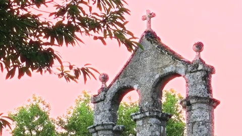 ROCK CROSS IN RED SKY Stock Footage 95669023