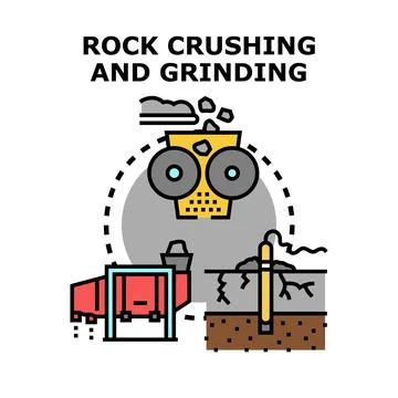 Rock crushing and grinding process vector concept Illustrazione stock