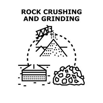 Rock crushing and grinding process creating construction materials Stock Illustration