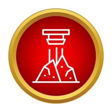 Rock crushing machine icon on red button 库存插图