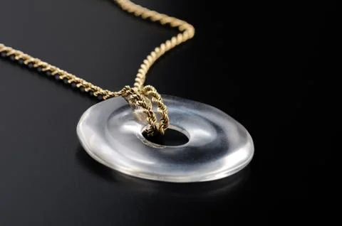 Rock crystal donut on black backgroud 스톡 사진