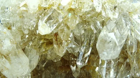 Rock crystal quartz geode geological crystals Stock Footage 48596069