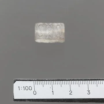 Rock crystal rectangular prism ca. 19001600 B.C. Minoan Patterns with circl.. Stock Photos