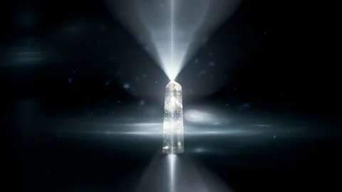 Rock Crystal Surrounded by Light Emitting Crystal Energy Video stock 106140519