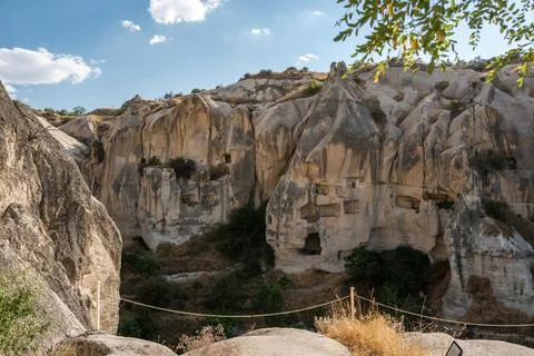 Rock-cut cave structures at Goreme Open Air Museum in Cappadocia, Nevsehir,.. Fotos Stock