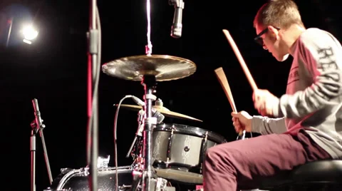Rock drummer, Drum solo on stage Stock Footage 39822018