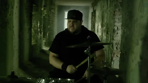 Rock Drummer Performing with a Smile Video stock 330921473
